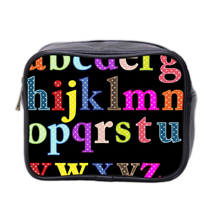 Alphabet Letters Colorful Polka Dots Letters In Lower Case Mini Toiletries Bag (Two Sides)