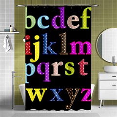 Alphabet Letters Colorful Polka Dots Letters In Lower Case Shower Curtain 48  X 72  (small)  by Sudhe