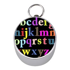 Alphabet Letters Colorful Polka Dots Letters In Lower Case Mini Silver Compasses by Sudhe