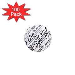 Abstract Minimalistic Text Typography Grayscale Focused Into Newspaper 1  Mini Magnets (100 Pack)  by Sudhe