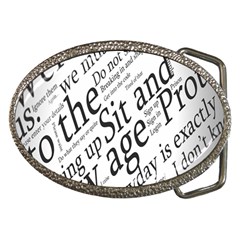 Abstract Minimalistic Text Typography Grayscale Focused Into Newspaper Belt Buckles by Sudhe