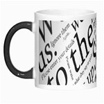 Abstract Minimalistic Text Typography Grayscale Focused Into Newspaper Morph Mugs Left