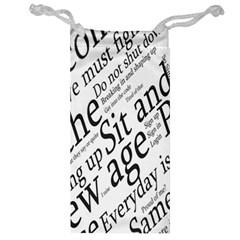 Abstract Minimalistic Text Typography Grayscale Focused Into Newspaper Jewelry Bag by Sudhe