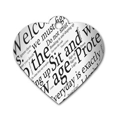 Abstract Minimalistic Text Typography Grayscale Focused Into Newspaper Dog Tag Heart (one Side) by Sudhe