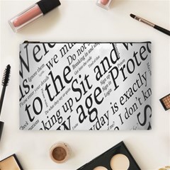 Abstract Minimalistic Text Typography Grayscale Focused Into Newspaper Cosmetic Bag (large) by Sudhe