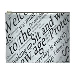 Abstract Minimalistic Text Typography Grayscale Focused Into Newspaper Cosmetic Bag (XL) Front