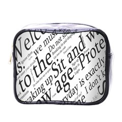 Abstract Minimalistic Text Typography Grayscale Focused Into Newspaper Mini Toiletries Bag (one Side) by Sudhe