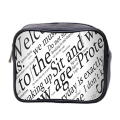 Abstract Minimalistic Text Typography Grayscale Focused Into Newspaper Mini Toiletries Bag (two Sides) by Sudhe