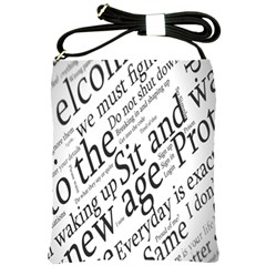 Abstract Minimalistic Text Typography Grayscale Focused Into Newspaper Shoulder Sling Bag by Sudhe