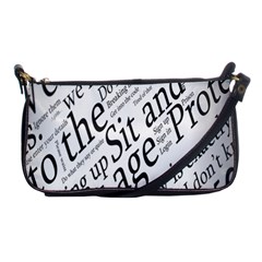 Abstract Minimalistic Text Typography Grayscale Focused Into Newspaper Shoulder Clutch Bag by Sudhe