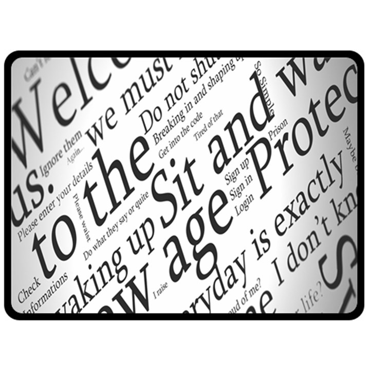 Abstract Minimalistic Text Typography Grayscale Focused Into Newspaper Fleece Blanket (Large) 