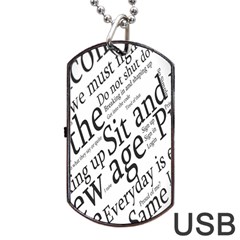 Abstract Minimalistic Text Typography Grayscale Focused Into Newspaper Dog Tag Usb Flash (two Sides) by Sudhe