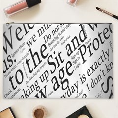 Abstract Minimalistic Text Typography Grayscale Focused Into Newspaper Cosmetic Bag (xxl) by Sudhe