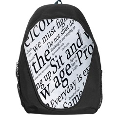 Abstract Minimalistic Text Typography Grayscale Focused Into Newspaper Backpack Bag by Sudhe