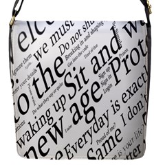 Abstract Minimalistic Text Typography Grayscale Focused Into Newspaper Flap Closure Messenger Bag (s) by Sudhe