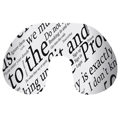 Abstract Minimalistic Text Typography Grayscale Focused Into Newspaper Travel Neck Pillows by Sudhe