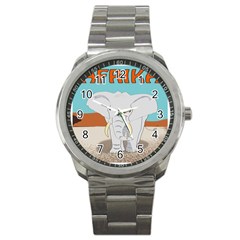 Africa Elephant Animals Animal Sport Metal Watch by Sudhe