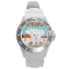 Africa Elephant Animals Animal Round Plastic Sport Watch (l) by Sudhe