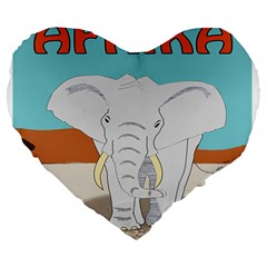 Africa Elephant Animals Animal Large 19  Premium Heart Shape Cushions by Sudhe