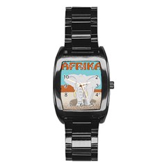 Africa Elephant Animals Animal Stainless Steel Barrel Watch by Sudhe