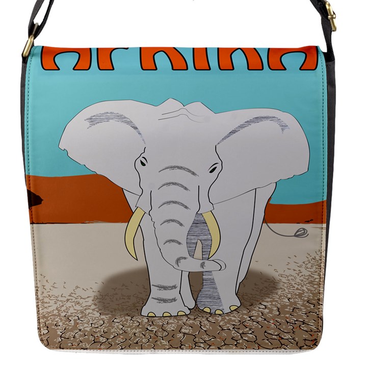 Africa Elephant Animals Animal Flap Closure Messenger Bag (S)