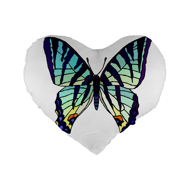 A Colorful Butterfly Standard 16  Premium Heart Shape Cushions