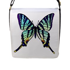 A Colorful Butterfly Flap Closure Messenger Bag (l) by Sudhe