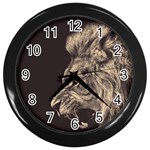 Angry Male Lion Wall Clock (Black) Front