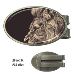 Angry Male Lion Money Clips (oval)  by Sudhe