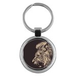 Angry Male Lion Key Chains (Round)  Front