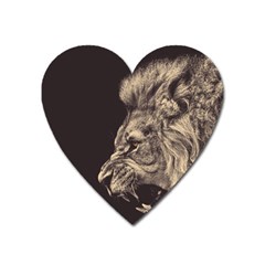 Angry Male Lion Heart Magnet by Sudhe