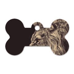 Angry Male Lion Dog Tag Bone (one Side)