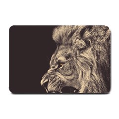 Angry Male Lion Small Doormat  by Sudhe