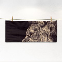 Angry Male Lion Hand Towel by Sudhe