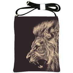 Angry Male Lion Shoulder Sling Bag by Sudhe