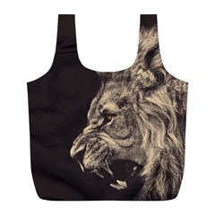 Angry Male Lion Full Print Recycle Bag (l) by Sudhe