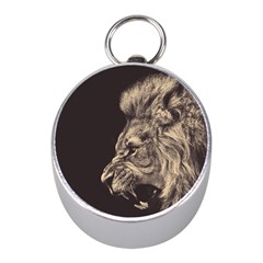 Angry Male Lion Mini Silver Compasses by Sudhe