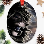 Angry Lion Digital Art Hd Ornament (Oval) Front