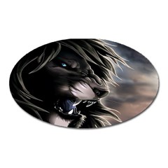 Angry Lion Digital Art Hd Oval Magnet by Sudhe