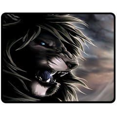 Angry Lion Digital Art Hd Fleece Blanket (medium)  by Sudhe