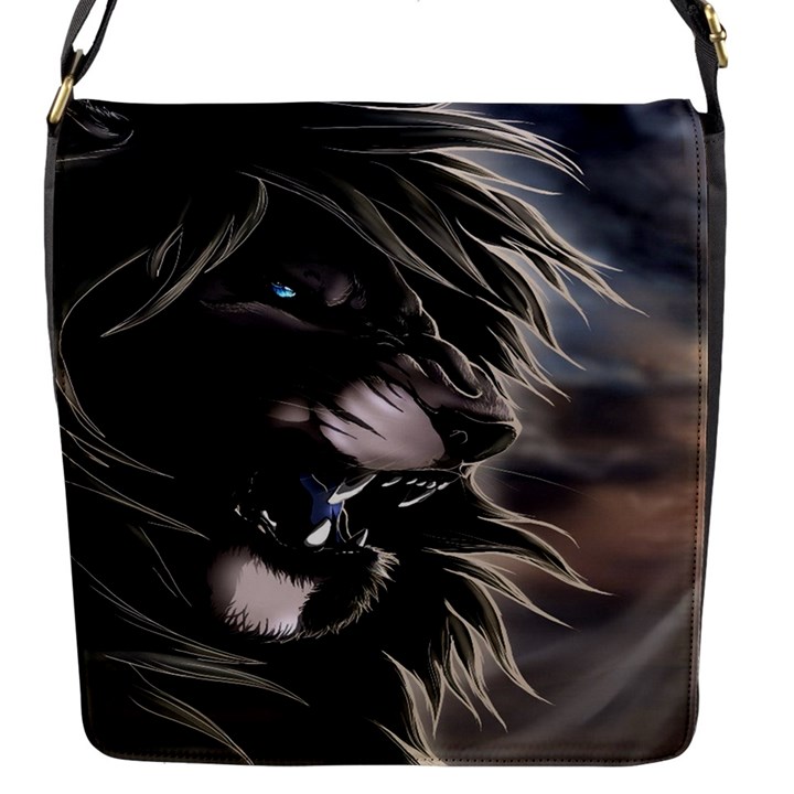 Angry Lion Digital Art Hd Flap Closure Messenger Bag (S)