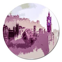 Abstract Painting Edinburgh Capital Of Scotland Magnet 5  (round) by Sudhe