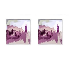 Abstract Painting Edinburgh Capital Of Scotland Cufflinks (square) by Sudhe