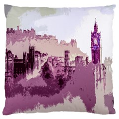 Abstract Painting Edinburgh Capital Of Scotland Large Flano Cushion Case (one Side) by Sudhe