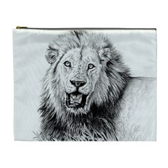 Lion Wildlife Art And Illustration Pencil Cosmetic Bag (xl) by Sudhe