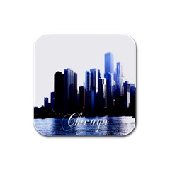 Abstract Of Downtown Chicago Effects Rubber Square Coaster (4 Pack)  by Sudhe