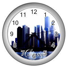 Abstract Of Downtown Chicago Effects Wall Clock (silver) by Sudhe