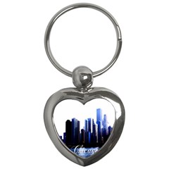 Abstract Of Downtown Chicago Effects Key Chains (heart)  by Sudhe