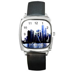 Abstract Of Downtown Chicago Effects Square Metal Watch by Sudhe