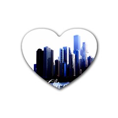 Abstract Of Downtown Chicago Effects Heart Coaster (4 Pack)  by Sudhe